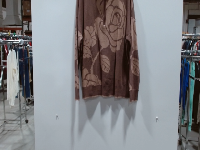 Brown Floral Print Half Zip Sweater