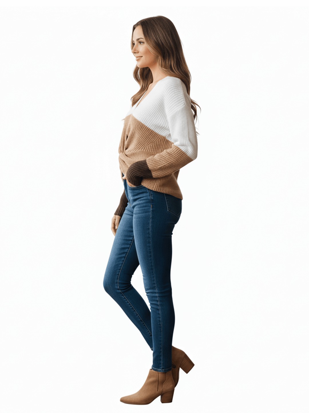 Two-Tone Knit Sweater