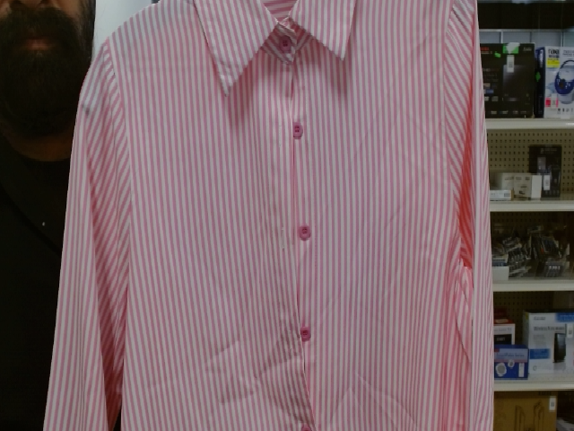 Pink and White Striped Blouse