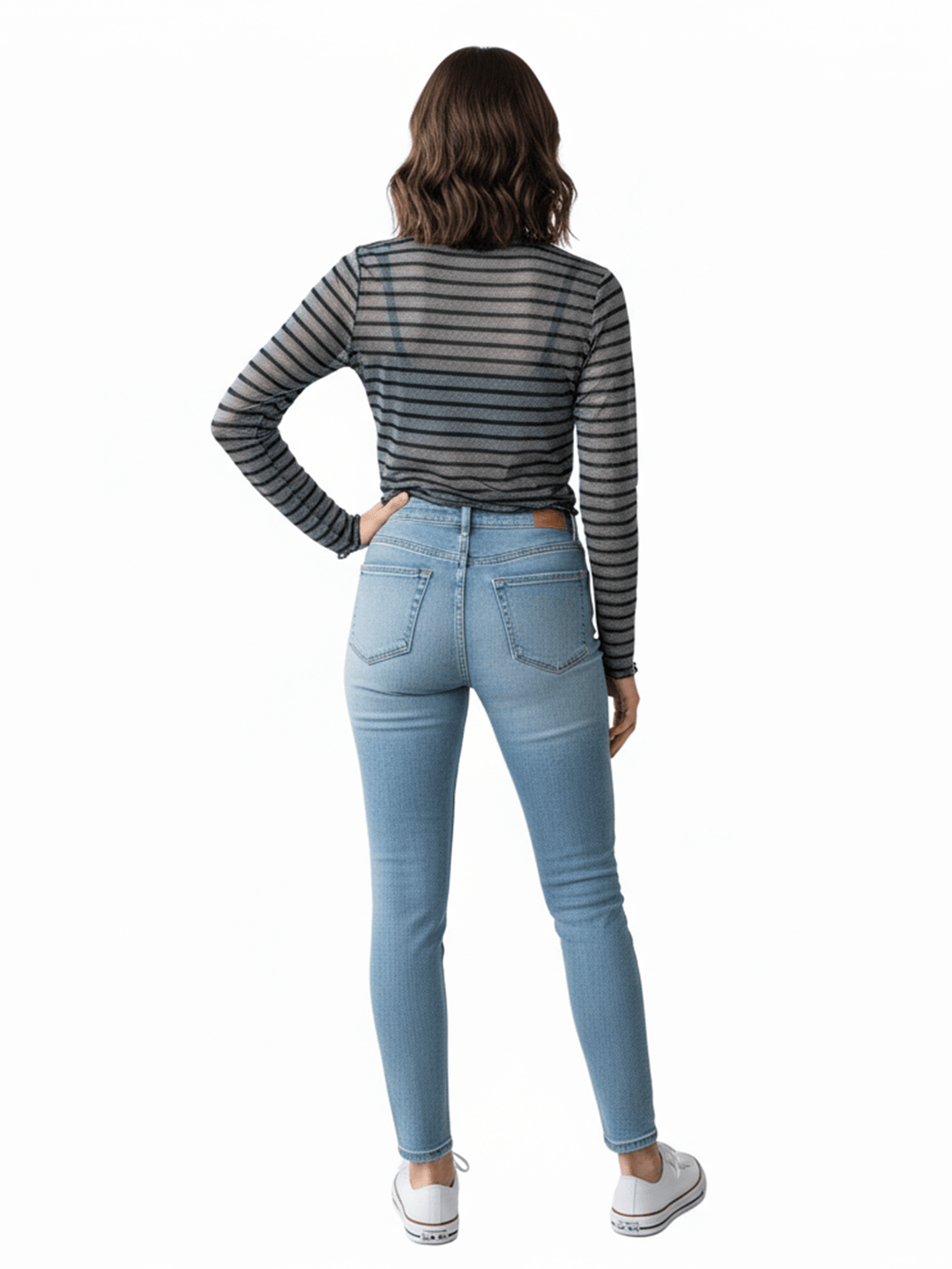 H&M Gray Striped Long Sleeve Top