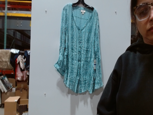 NY Collection Women's Long Sleeve V-Neck Blouse