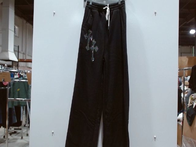 Black Cotton Blend Rhinestone Cross Activewear Joggers