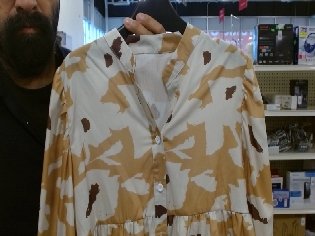 Patterned Long Sleeve Dress