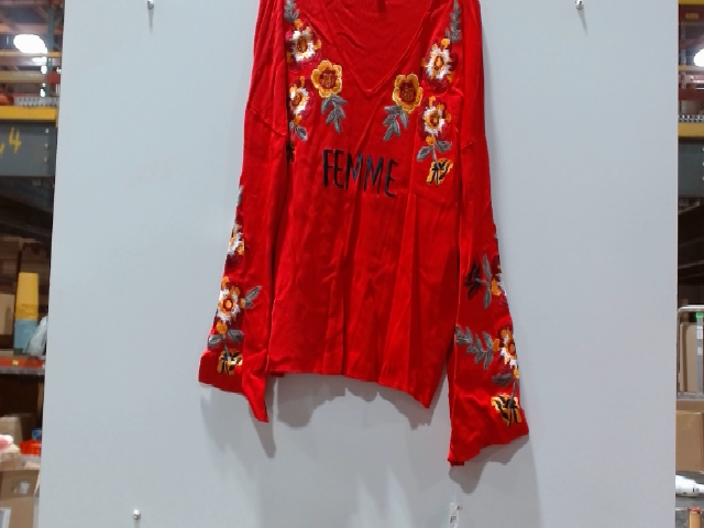 INC International Concepts Women's Floral Embroidered V-Neck Blouse