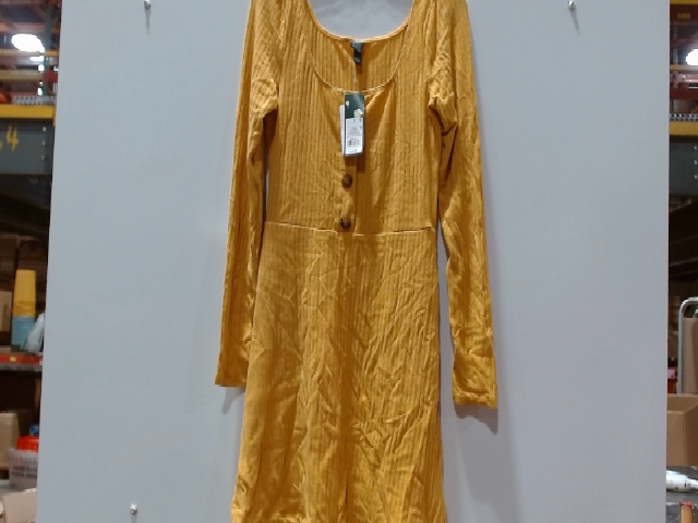 Wild Fable Yellow Rayon Long Sleeve Mini Dress