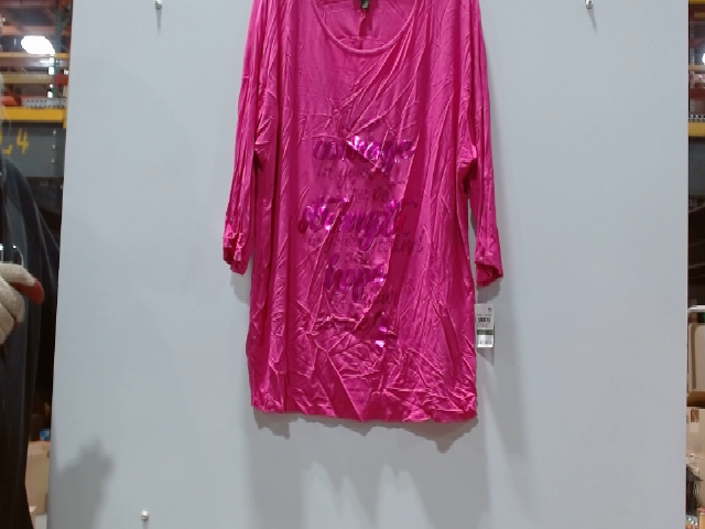 Style & Co. Women's Blouse 3/4 Sleeve Round Neck Pink