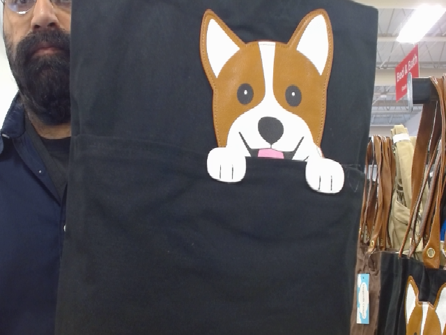 Black Canvas Tote Bag with Dog Applique