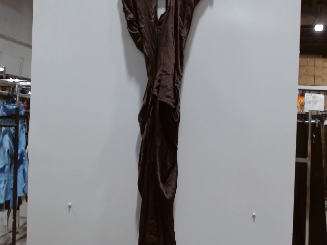 Brown Satin Draped Dress