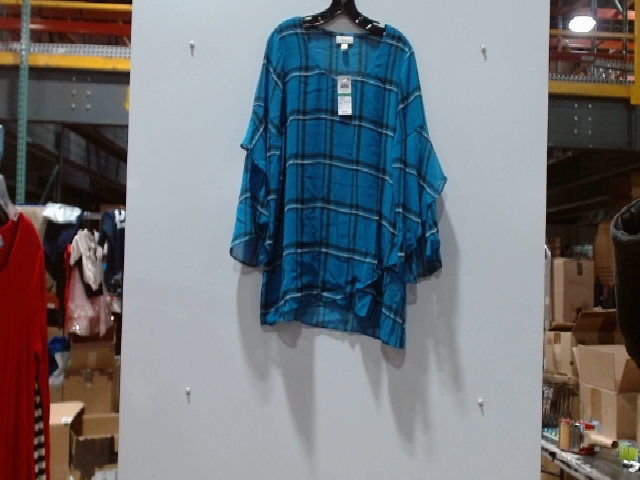 Crown & Ivy Plaid Ruffle Sleeve Blouse
