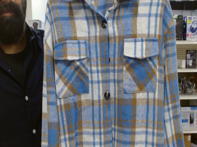 Blue Plaid Button-Up Shirt