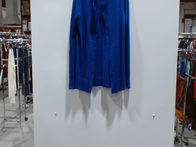 Talbots Blue Cotton Blend Button Front Cardigan Sweater