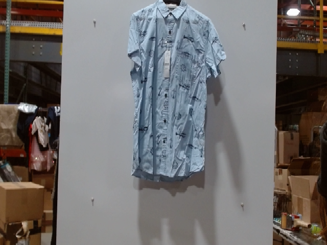 Blue Patterned Short Sleeve Shirt
