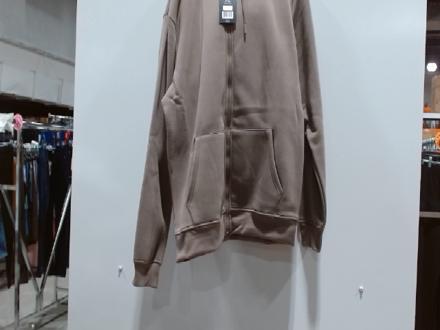 BoohooMAN Men's XL Zip Up Hoodie Sweatshirt Brown Cotton