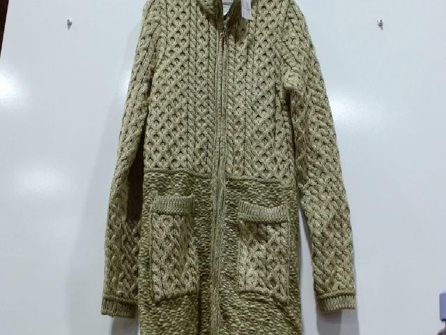 Irelands Eye Green Wool Zip Front Sweater