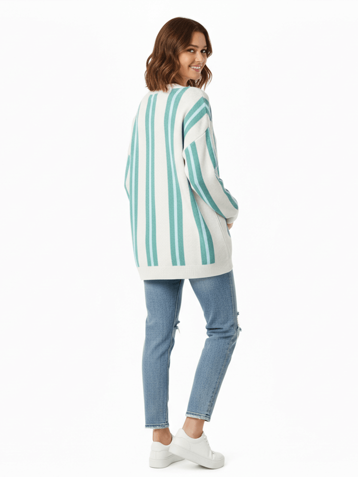 Wild Fable Women's Striped V-Neck Pullover Sweater