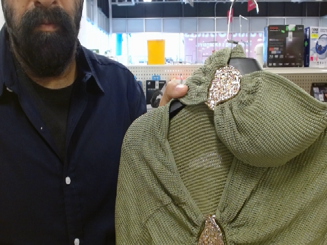 Olive Green Hooded Cape with Metallic Detail