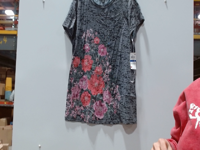INC International Concepts Gray Velvet Floral Blouse