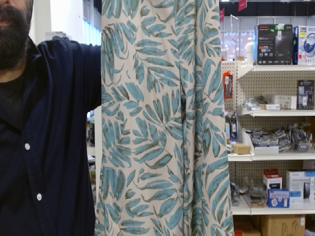 Blue and Beige Leaf Print Dress