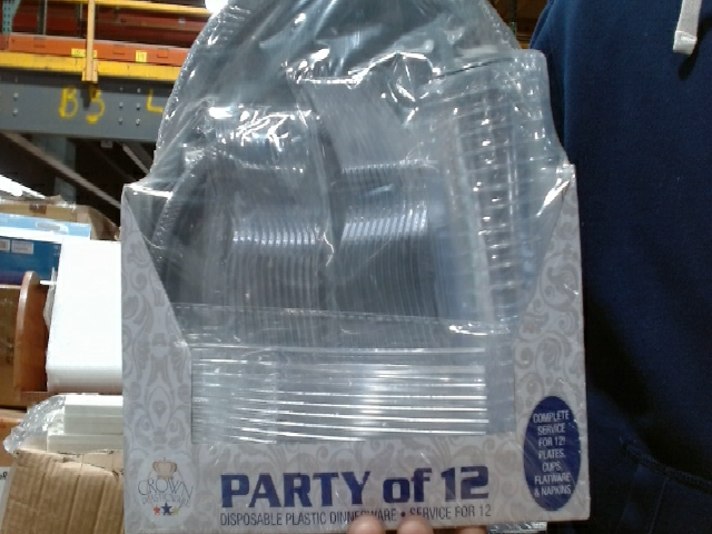 Party of 12 Clear Plastic Disposable Dinnerware Set