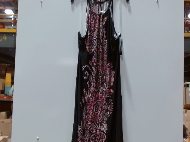 Black Floral Print Halter Dress