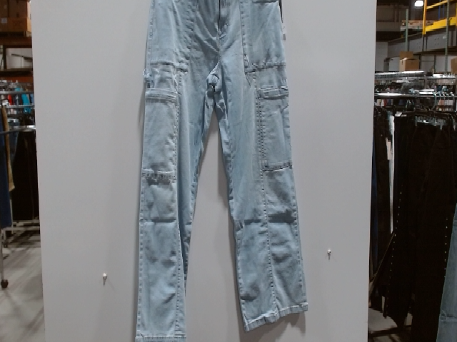 maurices Women's Light Blue High Rise Cargo Wide Leg Jeans