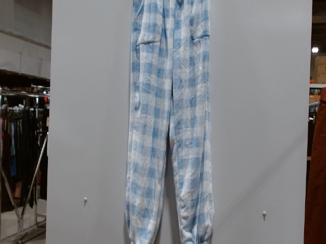 Blue Checkered Plush Pajama Pants