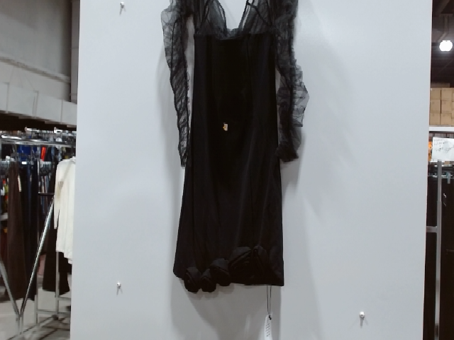 Black Velvet Mini Dress with Tulle Sleeves