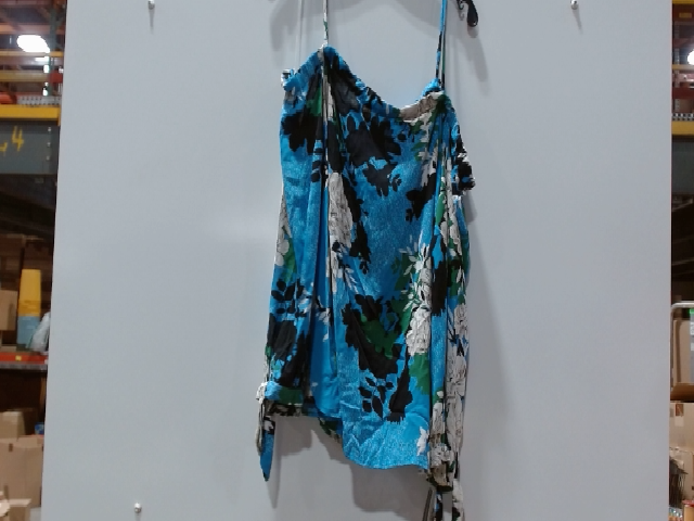 Who What Wear Women's Floral Print Tie Sleeve Tank Top Blue