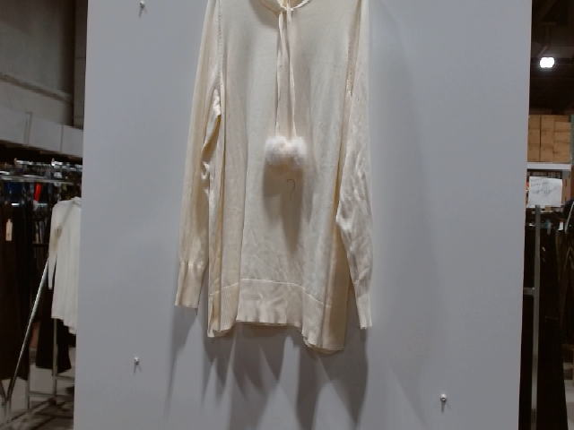 Cream Hooded Pom Pom Sweater