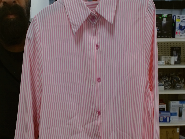 Pink Striped Button-Down Blouse