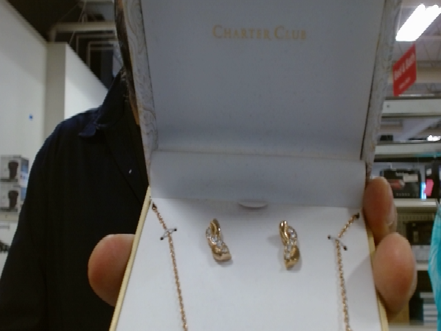 Charter Club Gold-Tone Pendant Necklace and Stud Earring Set