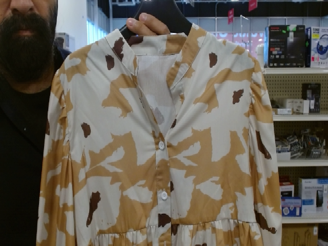 Tan and White Camo Long Sleeve Blouse
