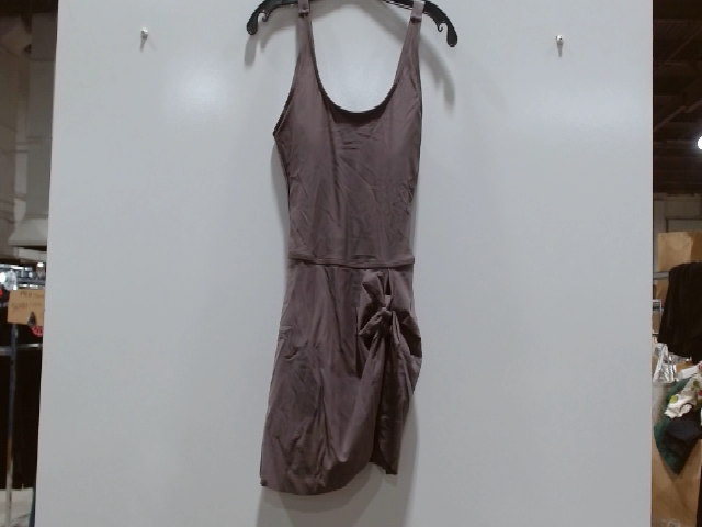 Norma Kamali Women's Scoop Neck Low Back Mio Mini Dress Mushroom Ruched Size XS