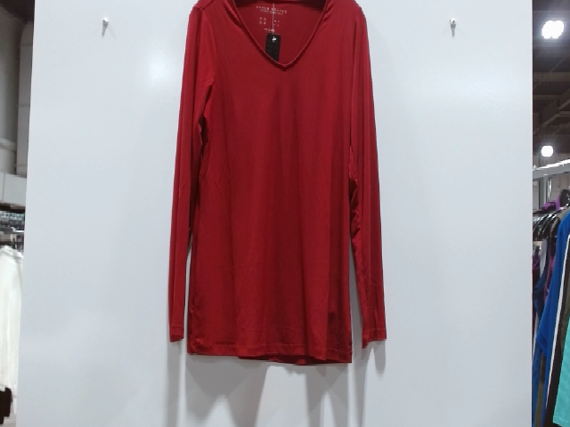 Susan Graver Red V-Neck Long Sleeve Shirt