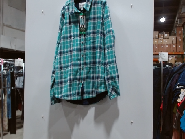 Quilted Teal Flannel Button Down Shirt