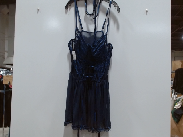 Lace-trimmed Navy Chemise