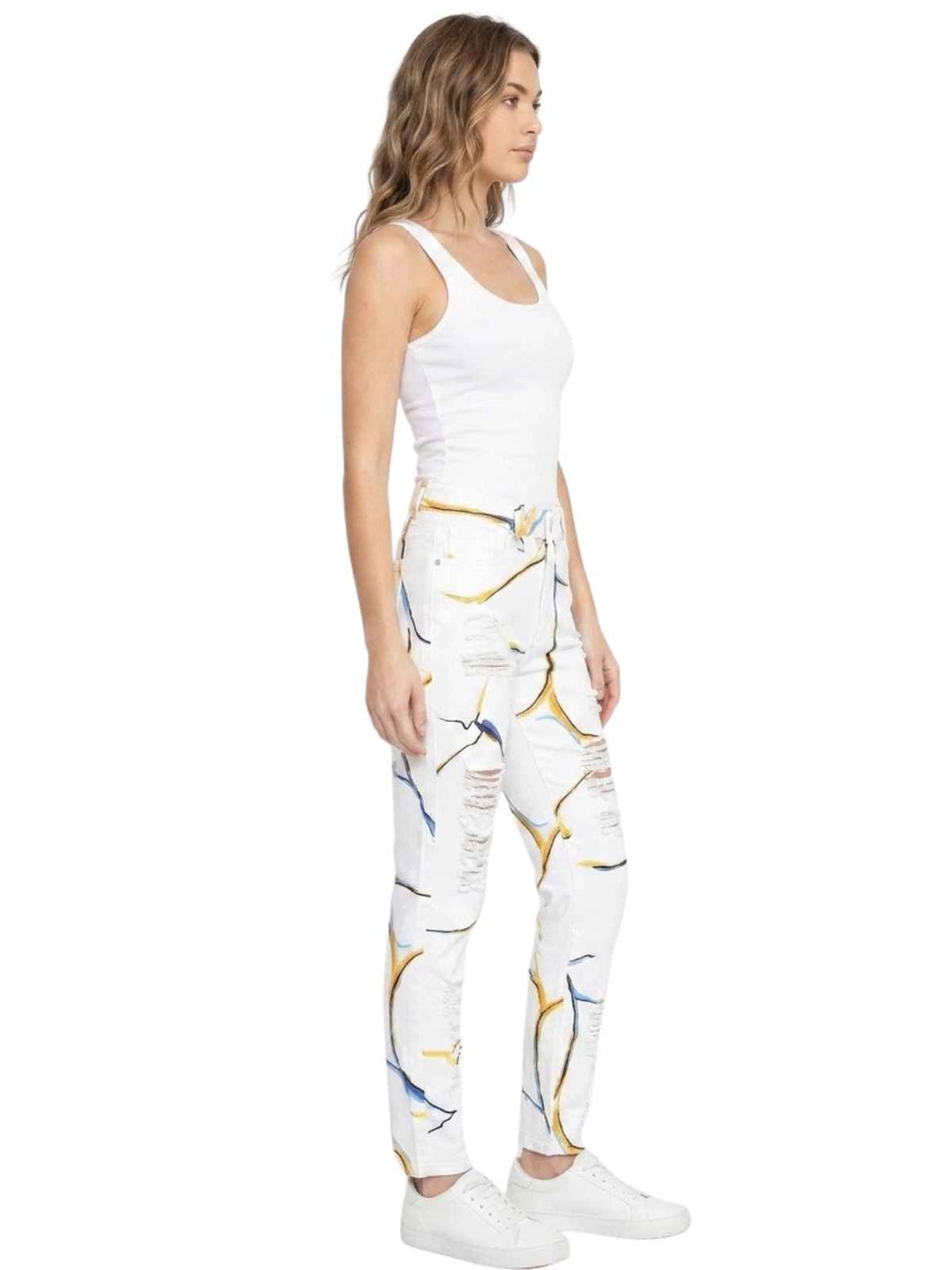 EA7 White Distressed Denim Jeans