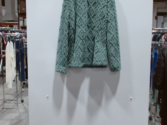 Green Geometric Pattern Plush Jacket