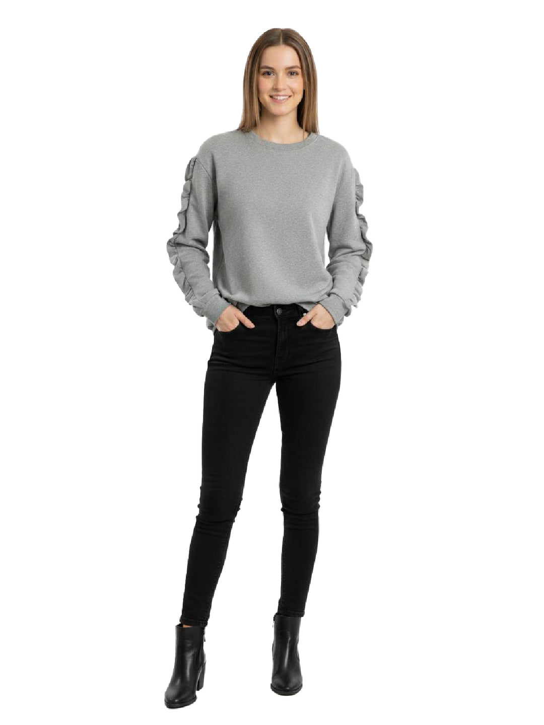 Ruffled Sleeve Long Sleeve Top