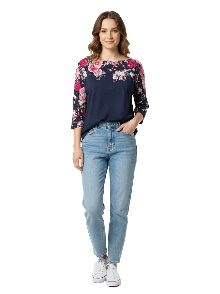 Joules Harbour Luxe Boat Neck Floral Print Blouse