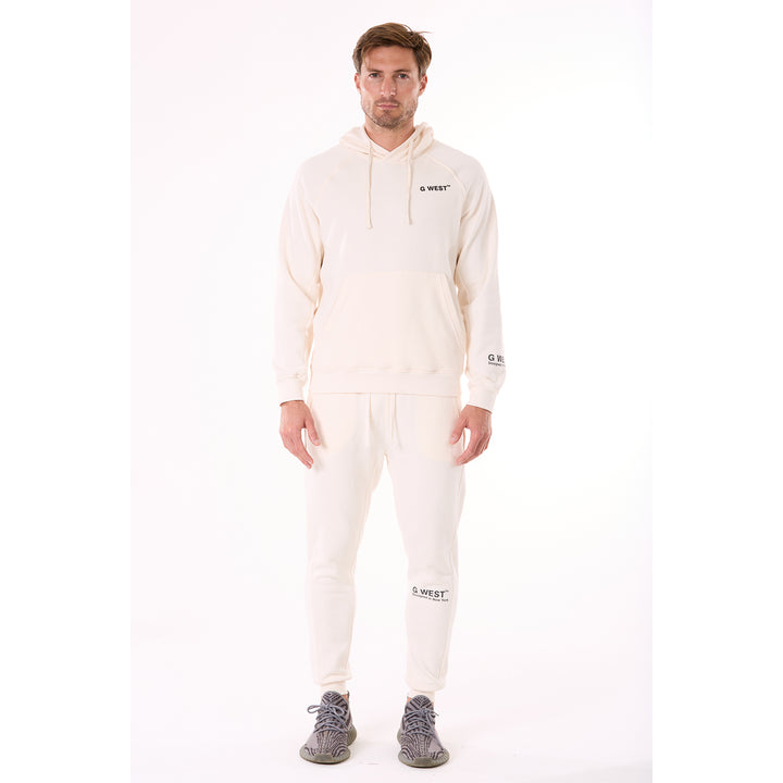 G WEST MENS FLEECE  PULLOVER HOODIE - WHISPER WHITE