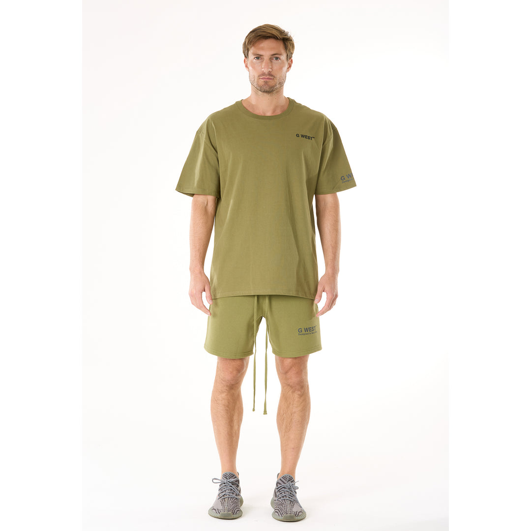 G WEST MENS  LIFESTYLE PREMIUM T-SHIRT - CAPULET OLIVE