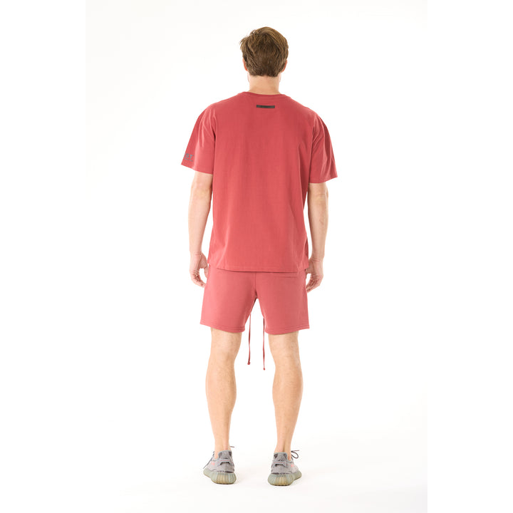 G WEST MENS LIFESTYLE PREMIUM SWEAT SHORTS - BRICK RED