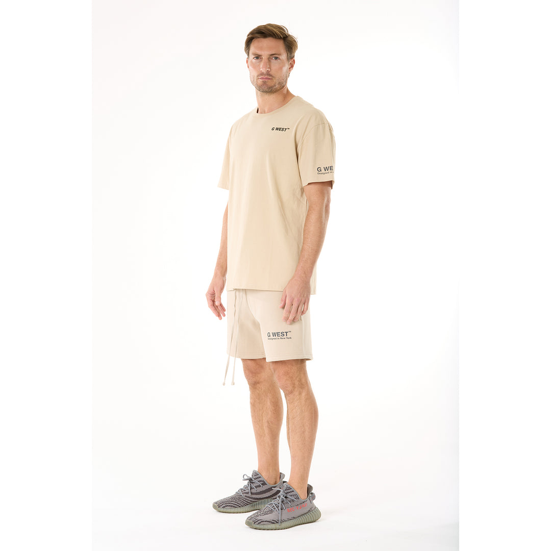 G WEST MENS LIFESTYLE PREMIUM SWEAT SHORTS - OXFORD TAN 