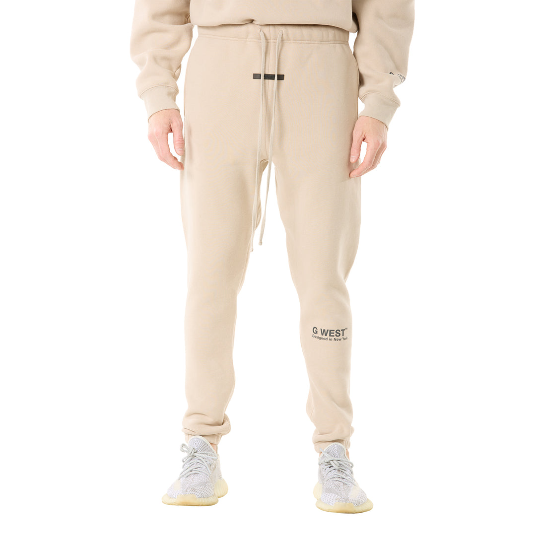 G WEST MENS  LIFESTYLE PREMIUM JOGGER PANTS - OXFORD TAN
