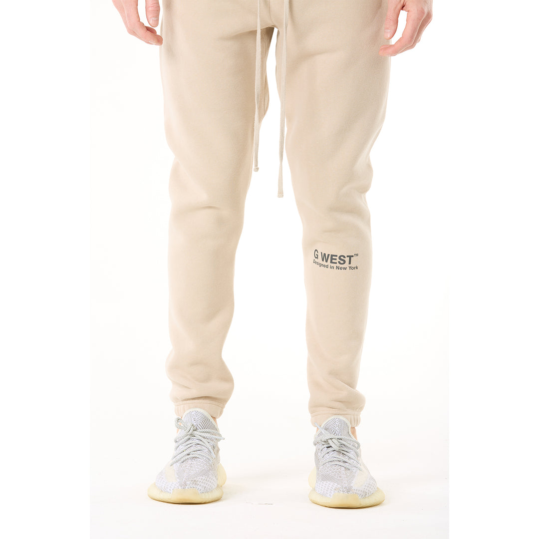 G WEST MENS  LIFESTYLE PREMIUM JOGGER PANTS - OXFORD TAN