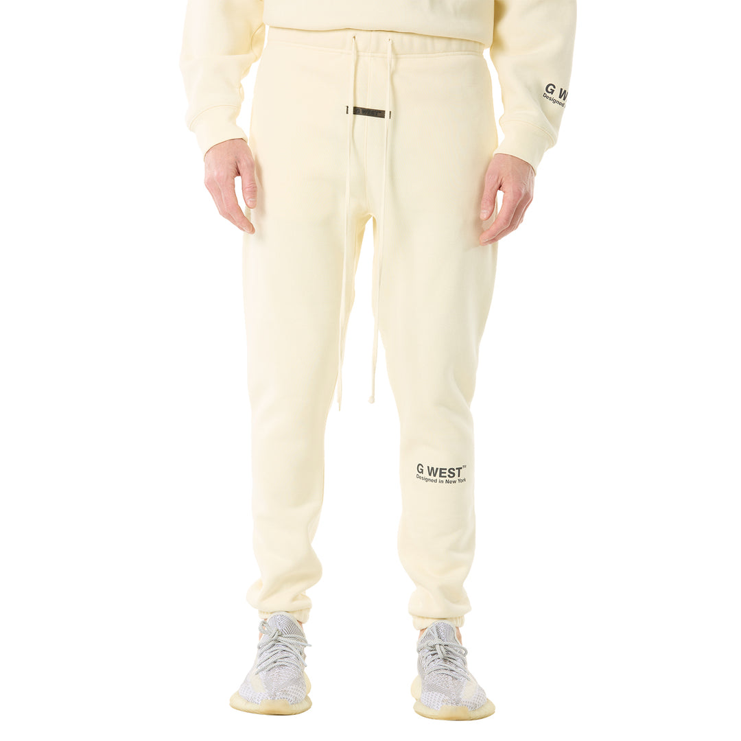 G WEST MENS  LIFESTYLE PREMIUM JOGGER PANTS - CLOUD CREAM