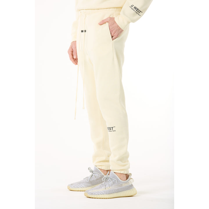 G WEST MENS  LIFESTYLE PREMIUM JOGGER PANTS - CLOUD CREAM