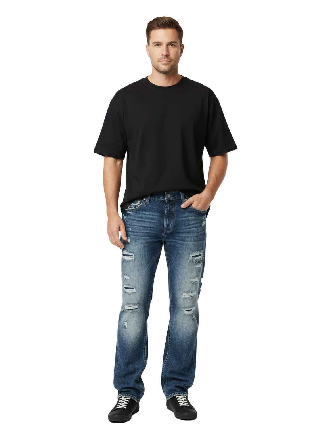 Rock Revival Men's Distressed Straight Leg Jeans