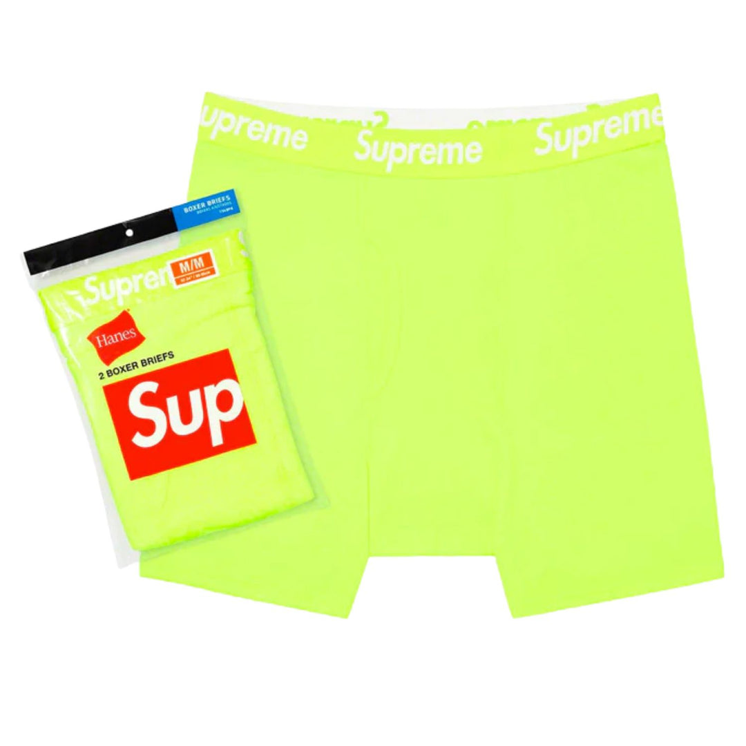 Supreme Hanes Boxer Briefs (2 Pack) Flourescent Yellow